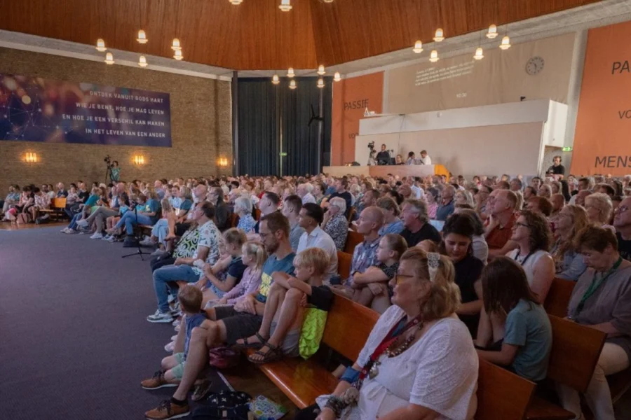 A full hall during the service